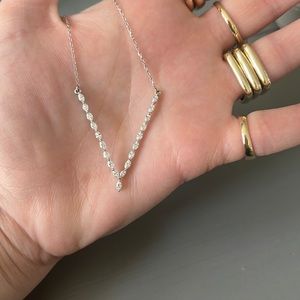 14k diamond marquise necklace